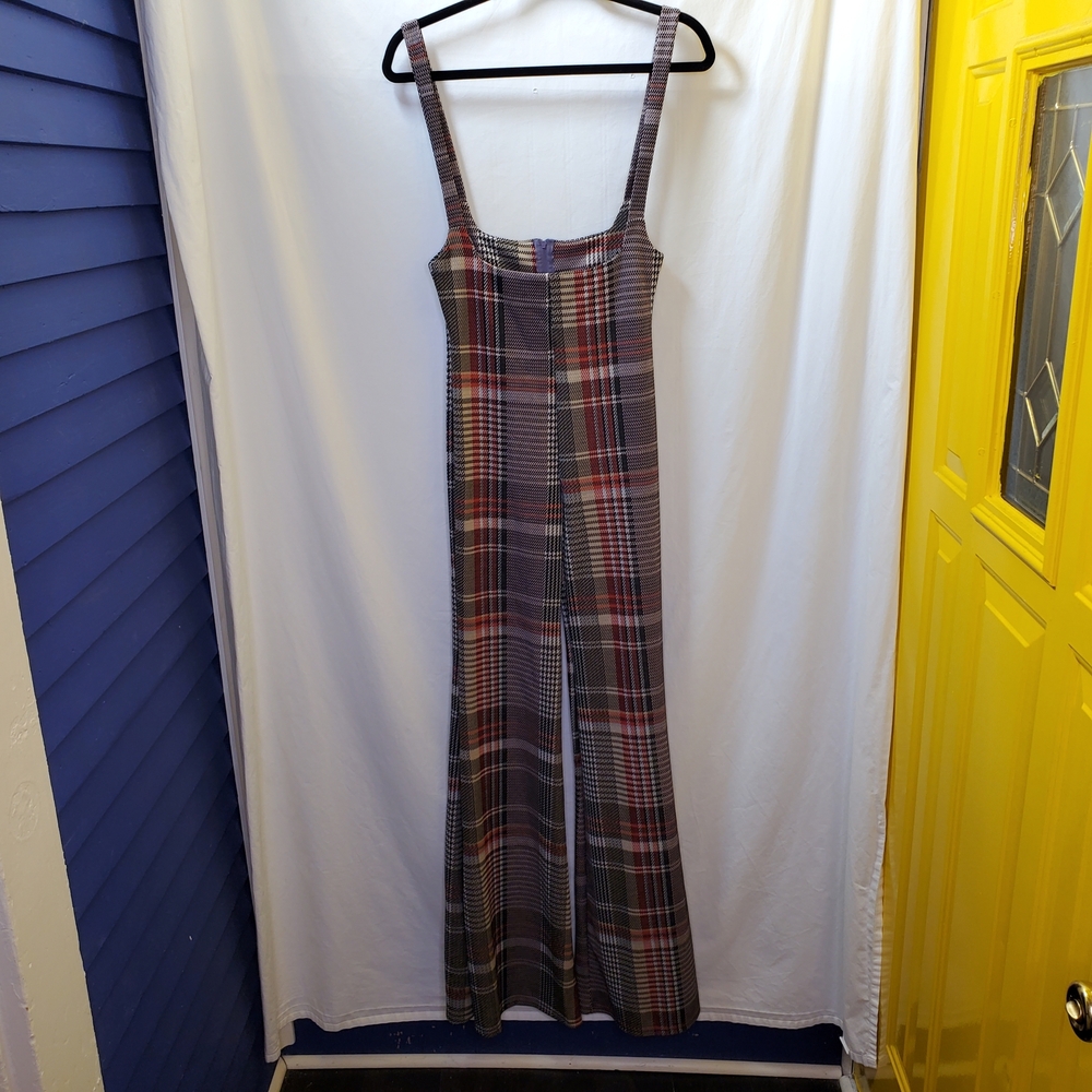 Plaid Retro Jumpsuit with Straps